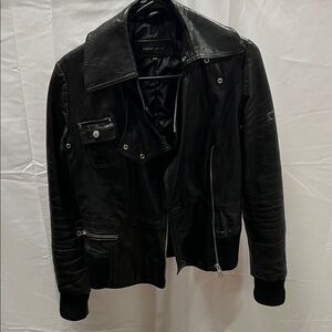 RUDSAK Black Leather Bomber Jacket